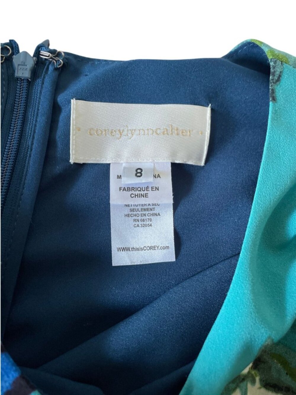 Anthropologie Corey Lynn Calter Paeonia Dress Teal Floral Fit & Flare Size 8 Cot - Picture 9 of 10